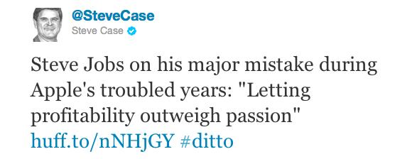 Steve Case tweet about Steve Jobs
