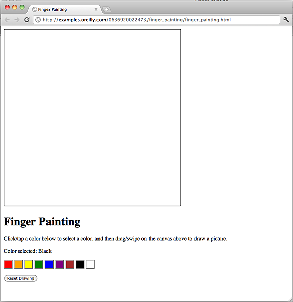 Finger painting interface in Google Chrome